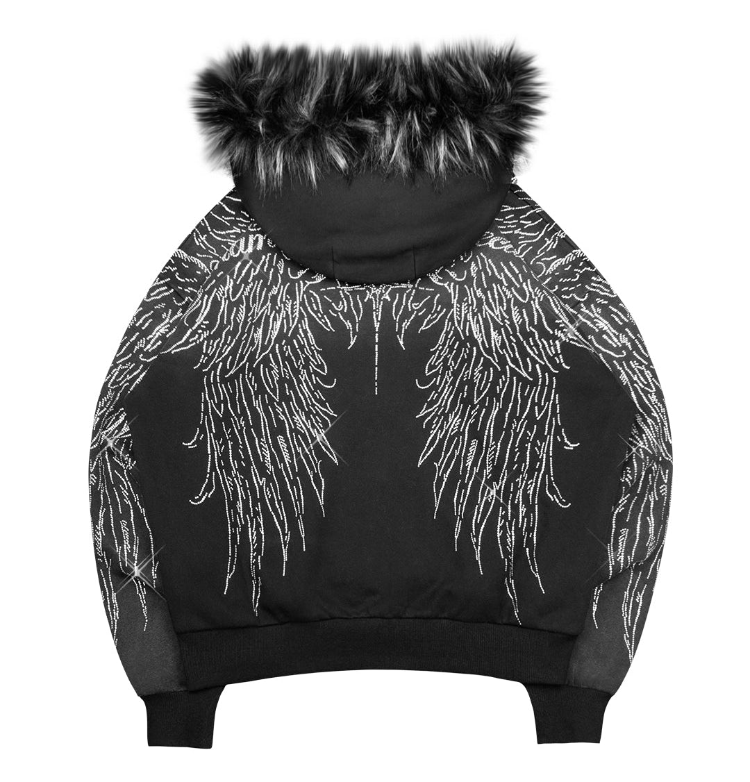 FALLEN FAUX RHINESTONE ZIP HOODIE